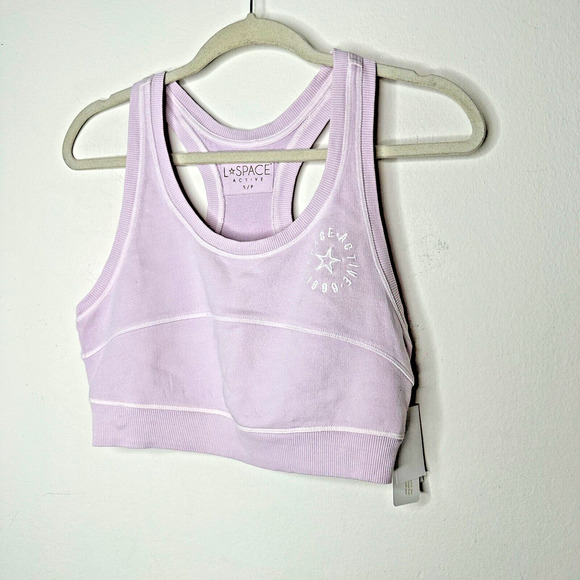 NWT L*Space Out Of Bounds Peony Lilac Crop Scoop Neck Racerback Sports Bra S - Picture 4 of 15